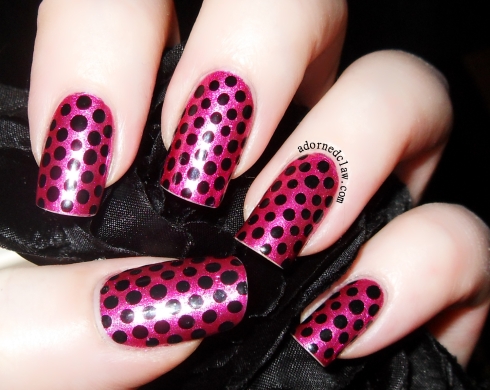 Color Club Hot like Lava With Orly Liquid Vinyl dots.
