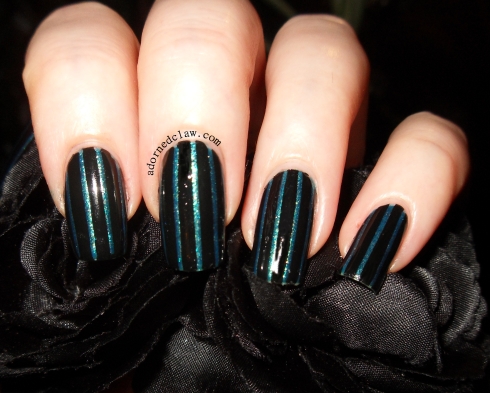 Black and Green Striped Nails Filthy Gorgeous Twilight Color Club Kissy