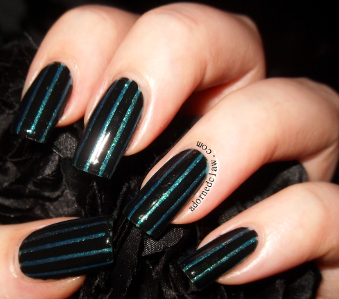 Black and Green Striped Nails Filthy Gorgeous Twilight Color Club Kissy