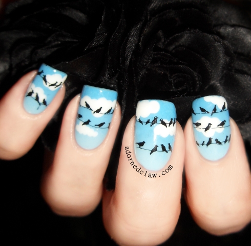 Sky blue nails