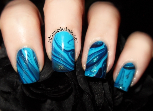 Three Shades Of Blue Water Marble Night Watch, Scarab and Noble