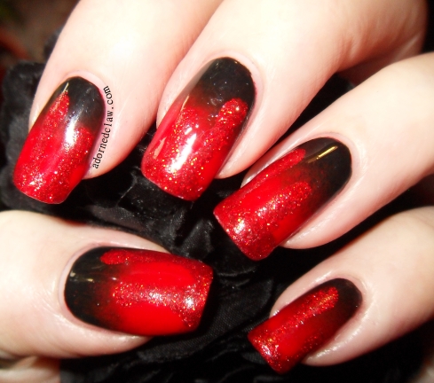 Halloween glitter blood nail Art