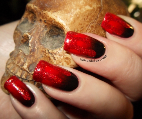 Halloween glitter blood nail Art