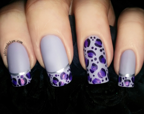 purple leopard print nail art