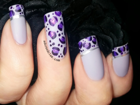 purple leopard print nail art