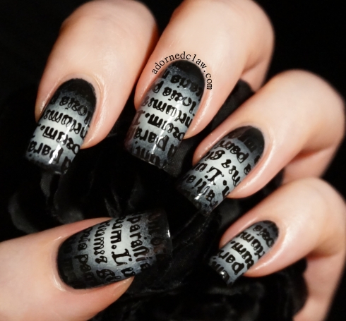 Gothic Text Gradient Nail Art